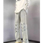 Original Luxury 2026 Brands Clothing Design Pants Men's High Street Tooling Jeans Niche High-end Zipper Split Micro-flared Pants