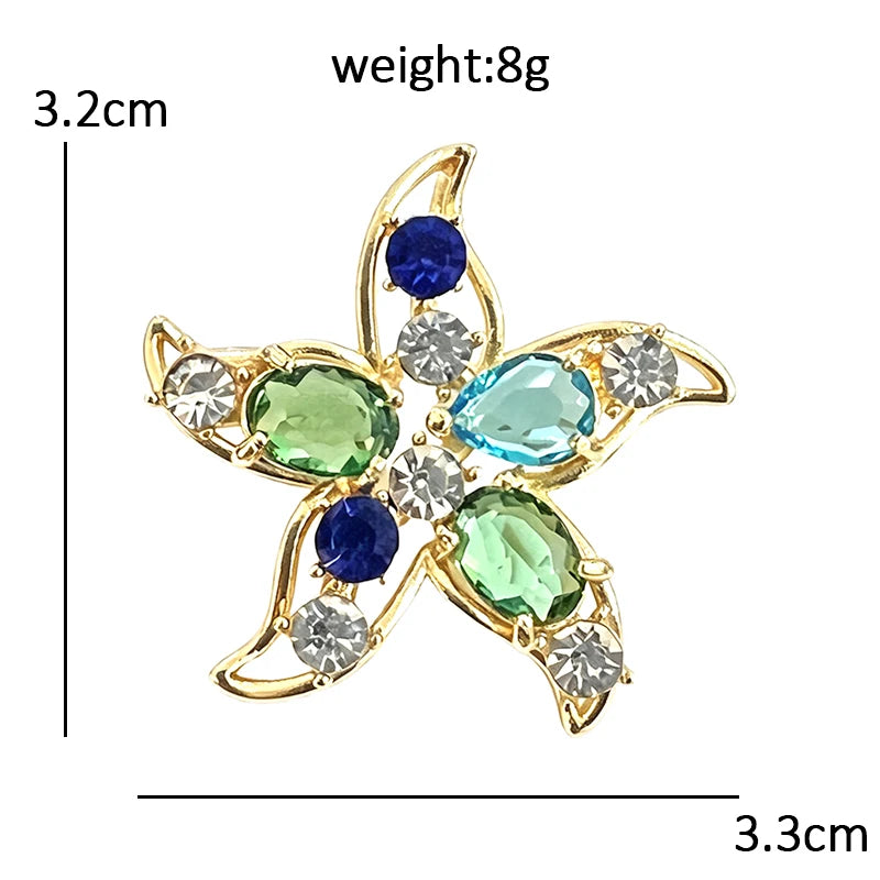 Wuli&baby Cute Crystal Animal Brooches For Women 6-design Starfish Shell Dolphin Rabbit Swallow Brooch Pins Fashion Gifts