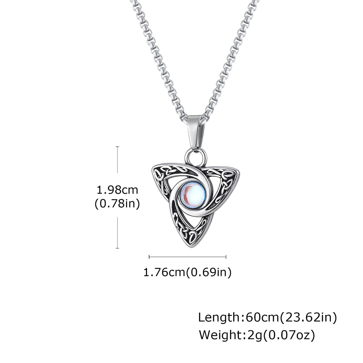 Moonstone Necklace for Men Boys,Waterproof Stainless Steel Celtic Knot Pendant Necklace,Punk Vintage Jewerly Gifts