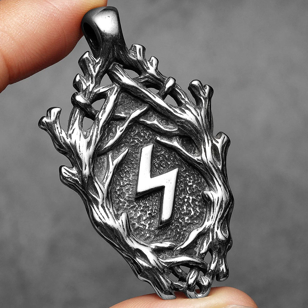 PENDRA Rune Branch Steel Necklace