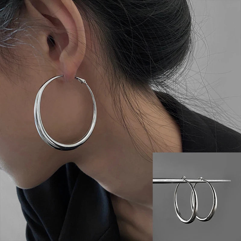 VENTFILLE 925 Sterling Silver Diamond Studded Hoop Earrings for Women Ear Buckle Circle Trendy Jewelry Gift Dropshipping
