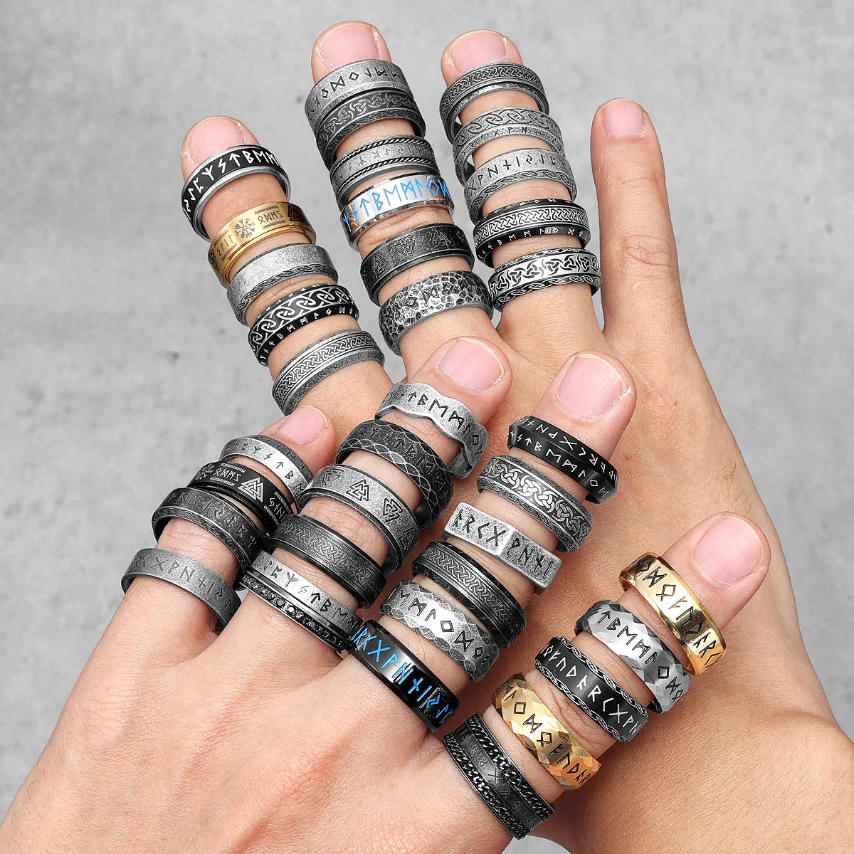 Vintage Nordic Viking Runes Celtic Knot Series Stainless Steel Womens Mens Rings Punk Biker Jewelry Creativity Gift Wholesale