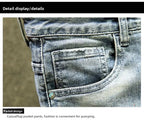 Summer Luxury Trendy Brand Denim Shorts Men's Pants Ripped Slim-fitting Elastic Washed Japanese Embroidery Patch Medium Pants