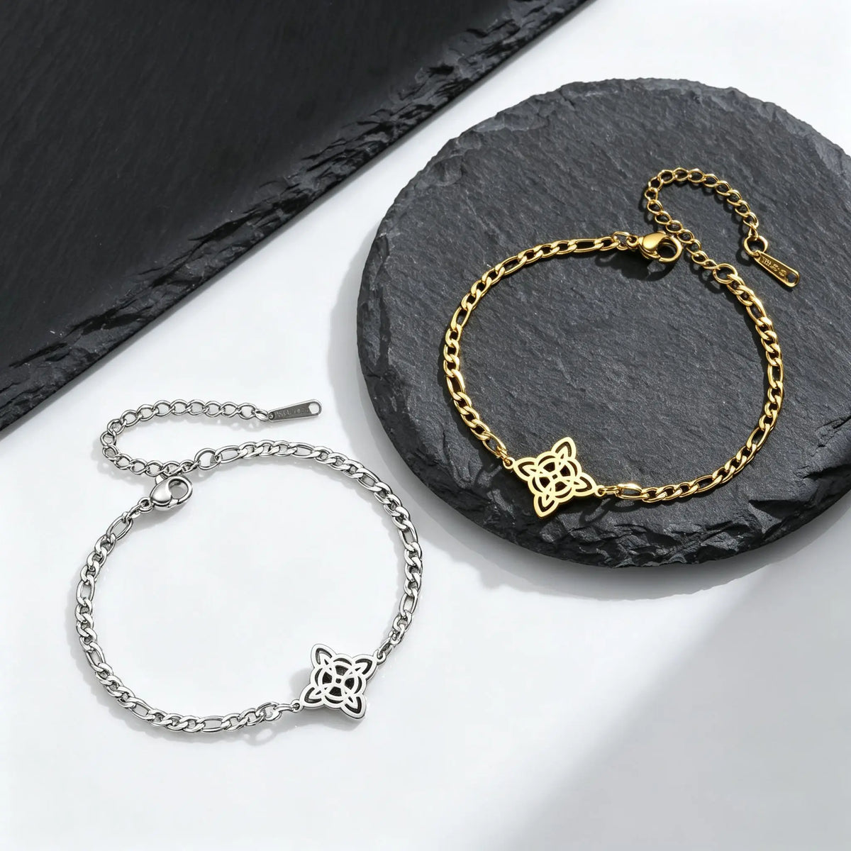 Simple Celtic Knot Chain Bracelet for Men,Silver Gold Color Stainless Steel Wristband, Vintage Nordic Punk Jewelry Gift