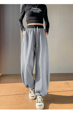 American style sports pants women in autumn and winter 2025 new style thick drawstring color blocking wide leg pants