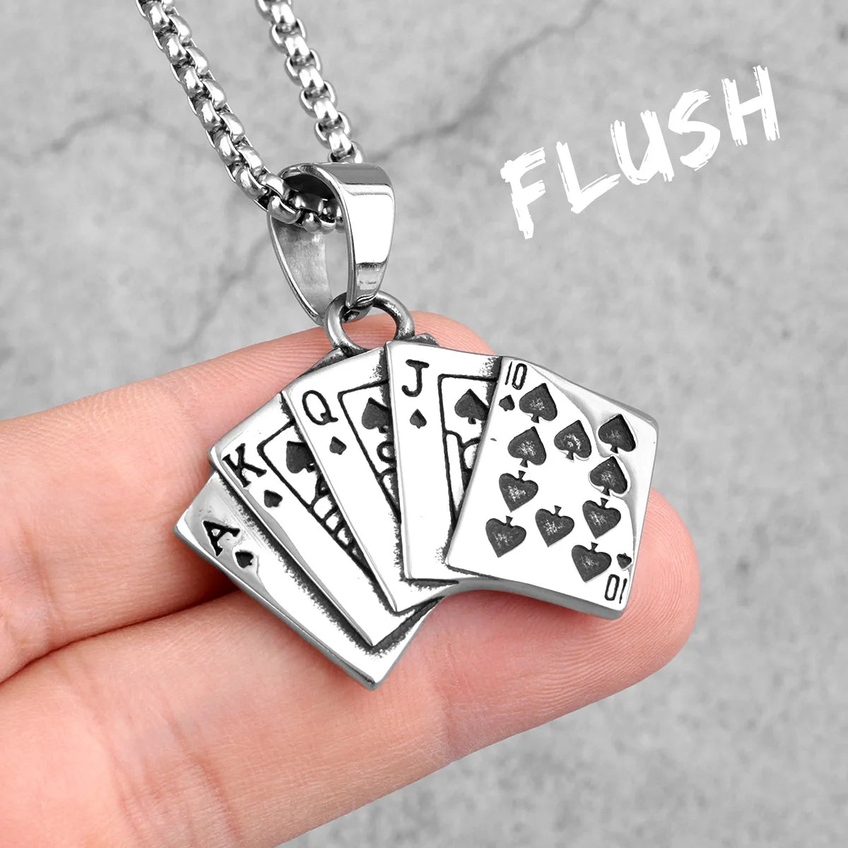 PENDRA Flush Poker Gambling Steel Necklace