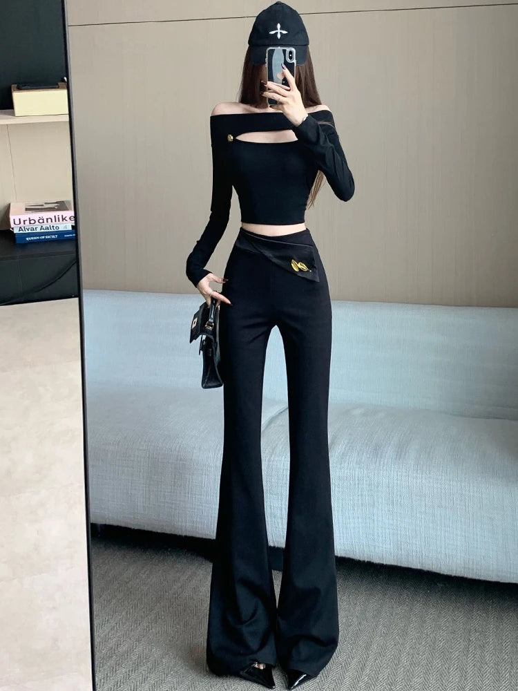 PENDRA Plushline High Waist Slim Leather Pants