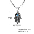 Vintage Fatima Hand Necklace for Men Boys,Stainless Steel Hexagram Turquoise Pendant,Punk Jewelry Gift