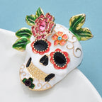PENDRA Lovely Enamel Skull Brooch
