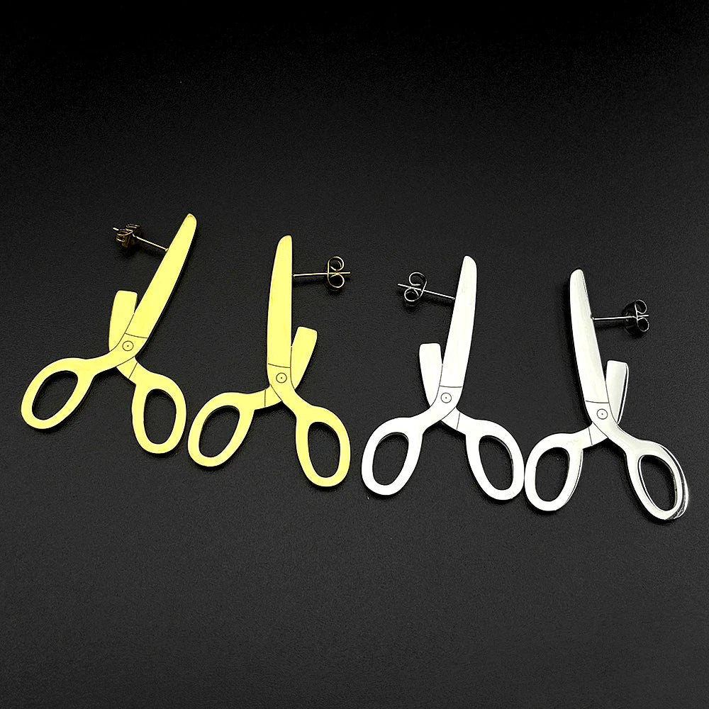 PENDRA Retro Scissor Punk Stud Earrings