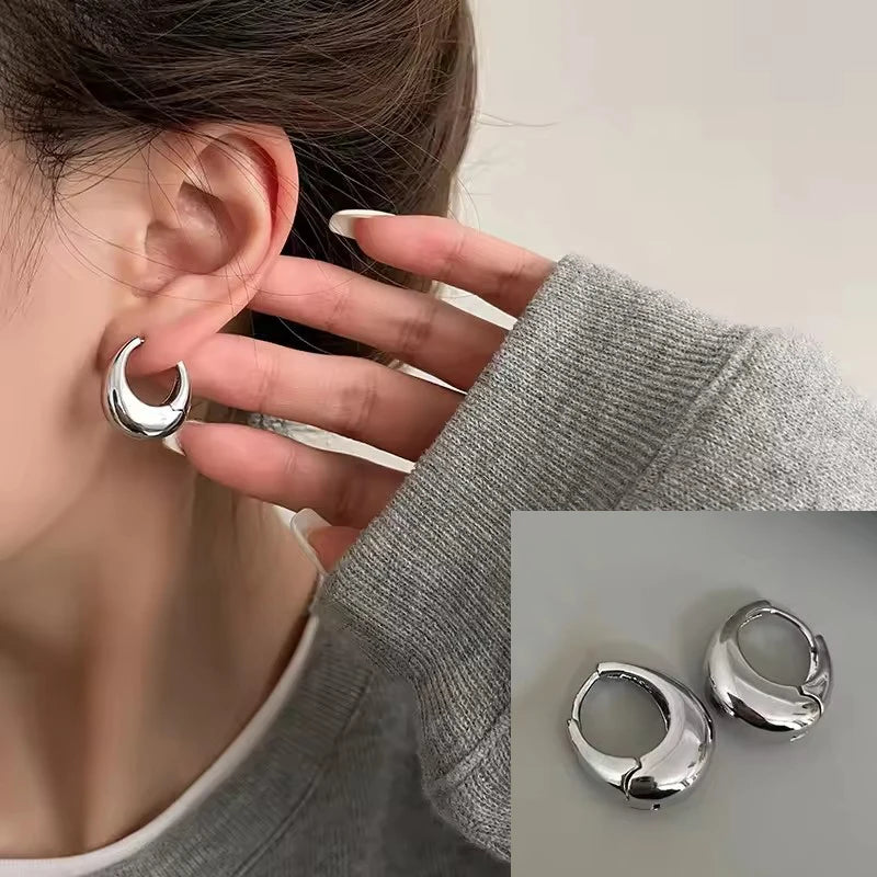 VENTFILLE 925 Sterling Silver Geometry Hoop Earring for Women Minimalism Classic Office Versatile Fashion Jewelry Gift Dropship