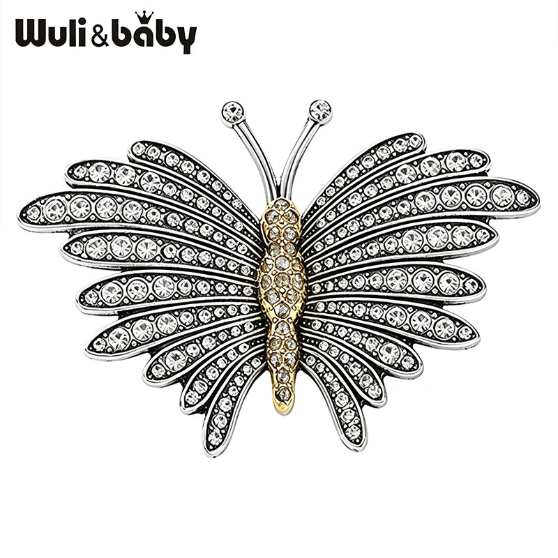 PENDRA Vintage Butterfly Rhinestone Brooch