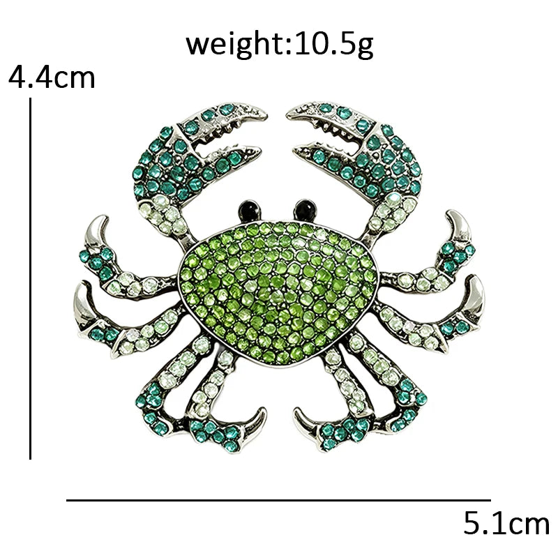 Wuli&baby Cut Crab Brooches For Women Men 2-color Beautiful Rhinestone Animal Party Casual Brooch Gifts