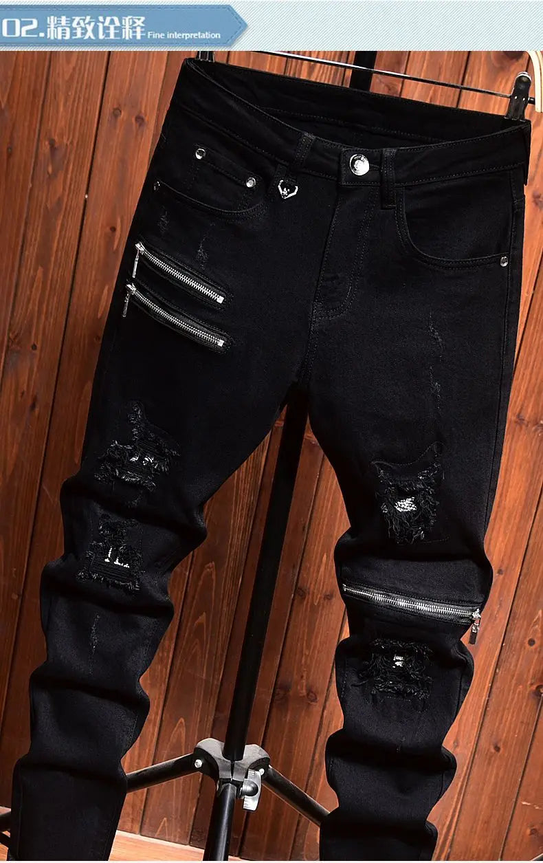 PENDRA Korean Black Elastic Jeans
