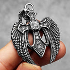 PENDRA Angel Wing Cross Steel Necklace