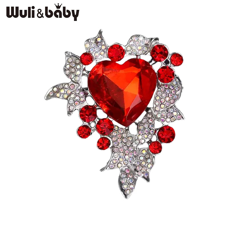 PENDRA Amoria Crystal Heart Flower Brooch