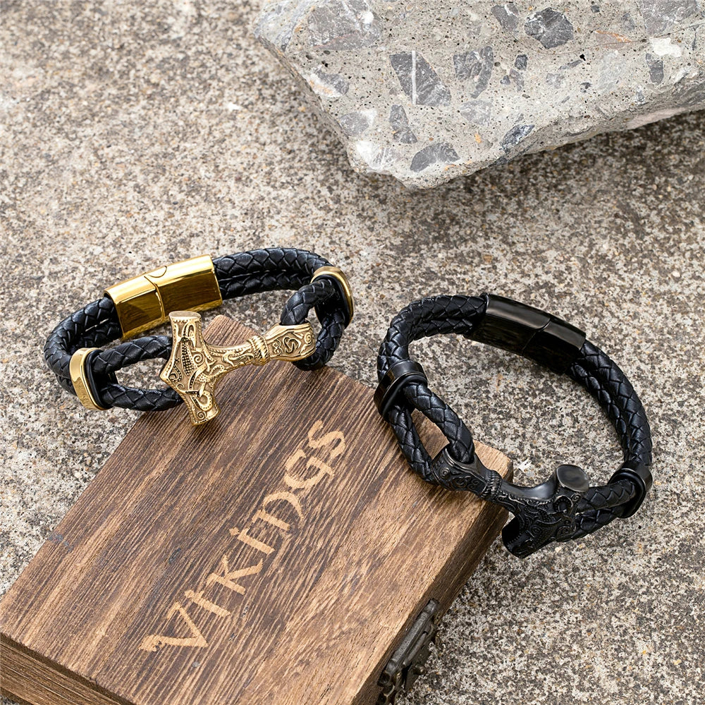 PENDRA Thor Hammer Classic Leather Bracelet