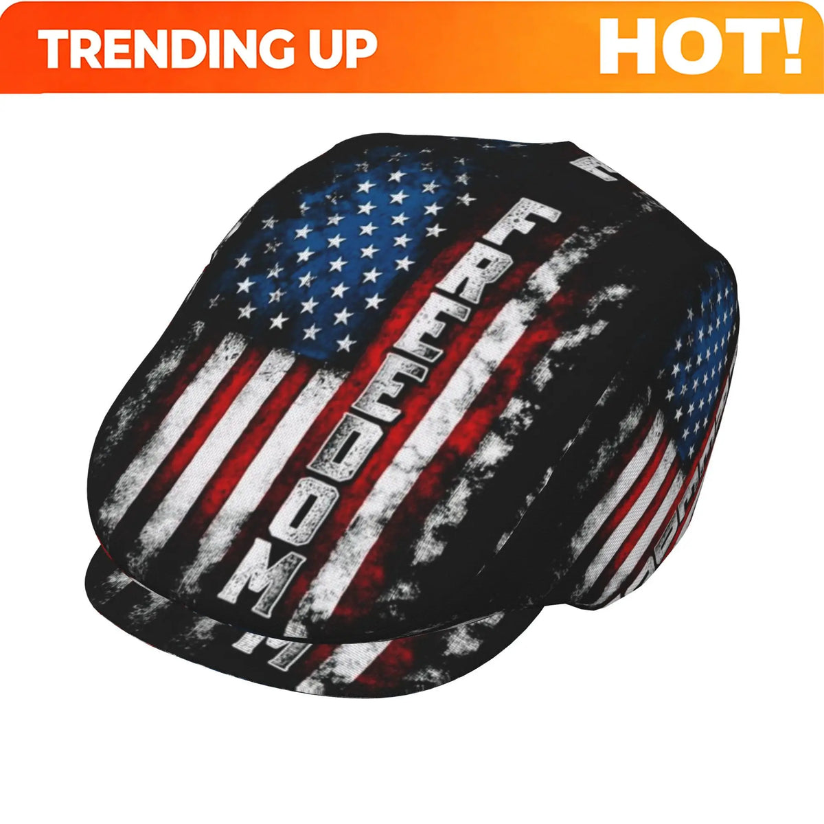 1pc Vintage Freedom Flag Texture All-over Print Flat-top Hat for Men and Women; Painter's Hat, Newsboy Cap, Beret, Irish-style D