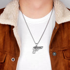Gun Pistol Arms Mens Long Necklaces Pendants Chain Punk Hip Hop for Boy Male Stainless Steel Jewelry Creativity Gift Wholesale