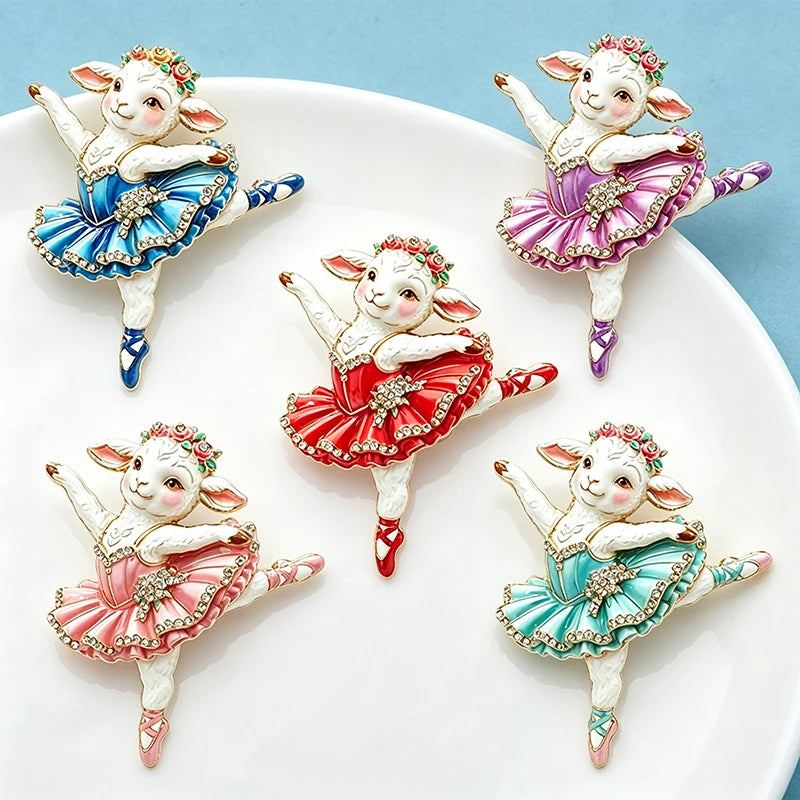 PENDRA Cute Ballet Sheep Brooch