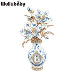 PENDRA Violetta 2-Color Enamel Rhinestone Lily Vase Brooch