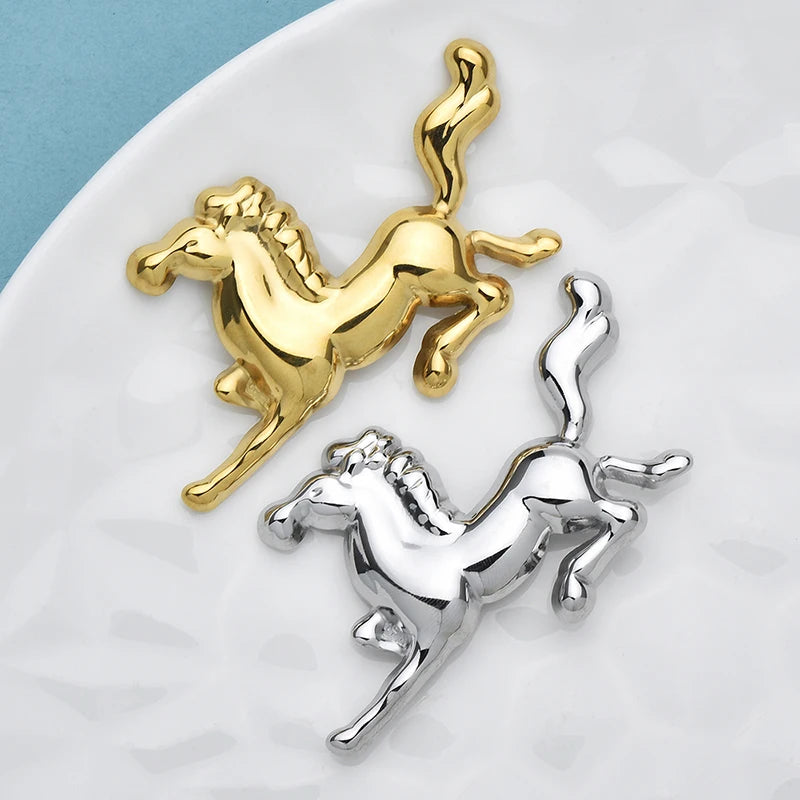 PENDRA Stainless Steel Strong Horse Brooch