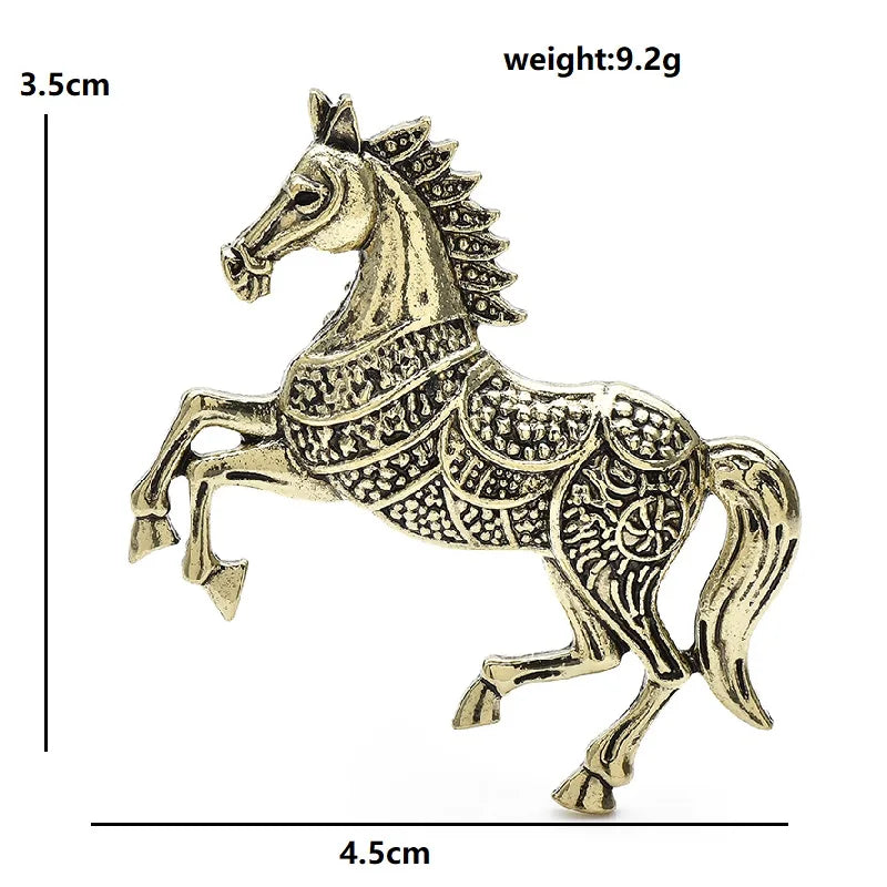 Wuli&baby Retro Powerful Running Horse Brooches For Women Men 2-color Metal Simple Animal Party Casual Brooch Pins Gifts