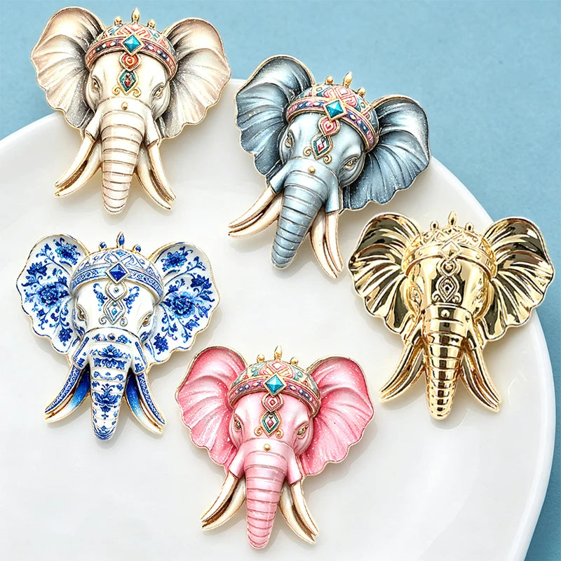 PENDRA Majestic Elephant Enamel Brooch