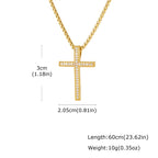 Hip Hop Men Zircon Cross Necklace,Punk Street Cross Metal Pendant Necklace,Charm Jewelry Gift for Him Dad