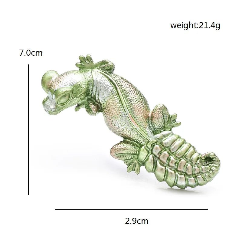 PENDRA Gecko Mosaic 5-Color Enamel Lizard Brooch