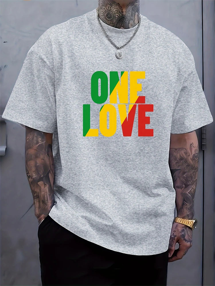 PENDRA One Love Rasta Jamaican Reggae Tee Short-Sleeve T-Shirt
