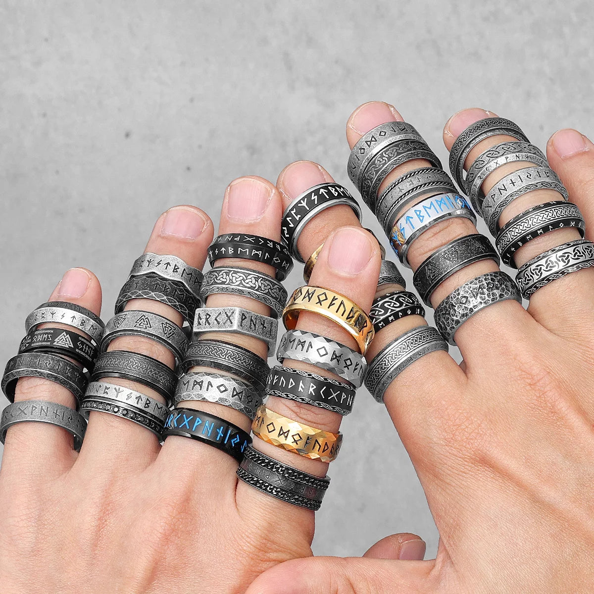 Vintage Nordic Viking Runes Celtic Knot Series Stainless Steel Womens Mens Rings Punk Biker Jewelry Creativity Gift Wholesale