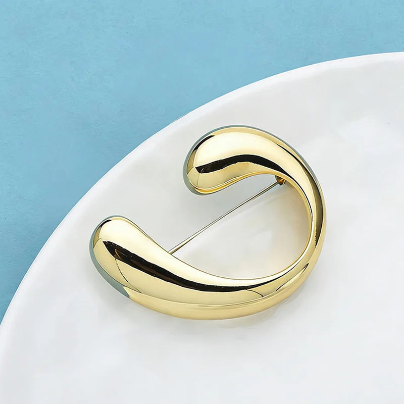 PENDRA Stainless Steel Curved Brooch