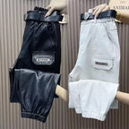 PENDRA Oversized Pocket Loose Leather Cargo Pants