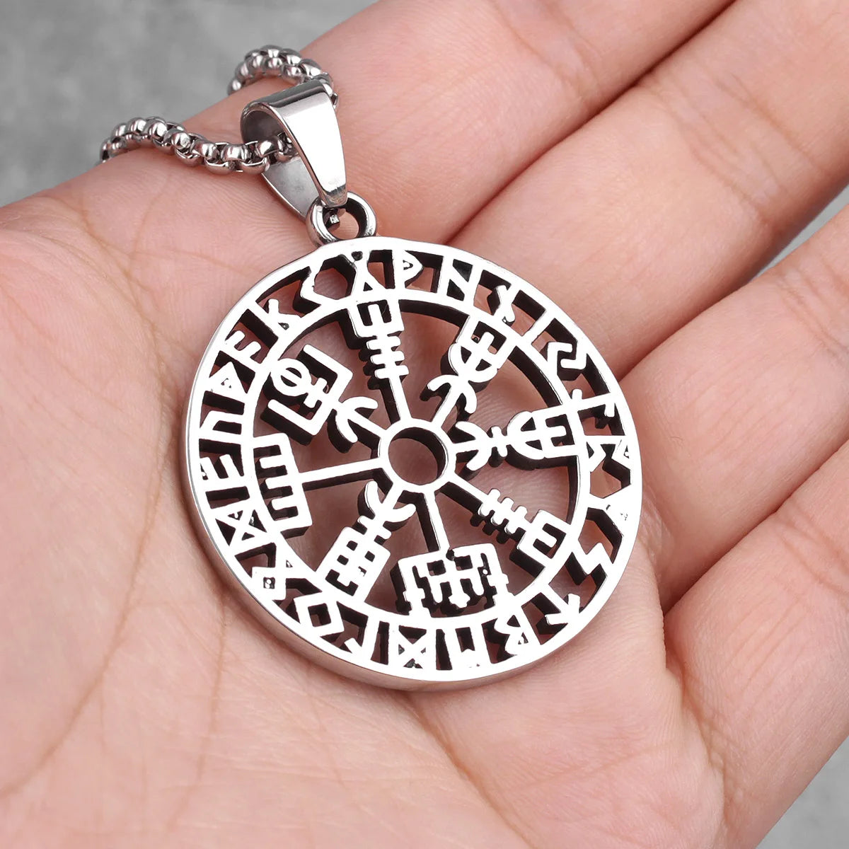 PENDRA Pirate Odin Runes Steel Necklace