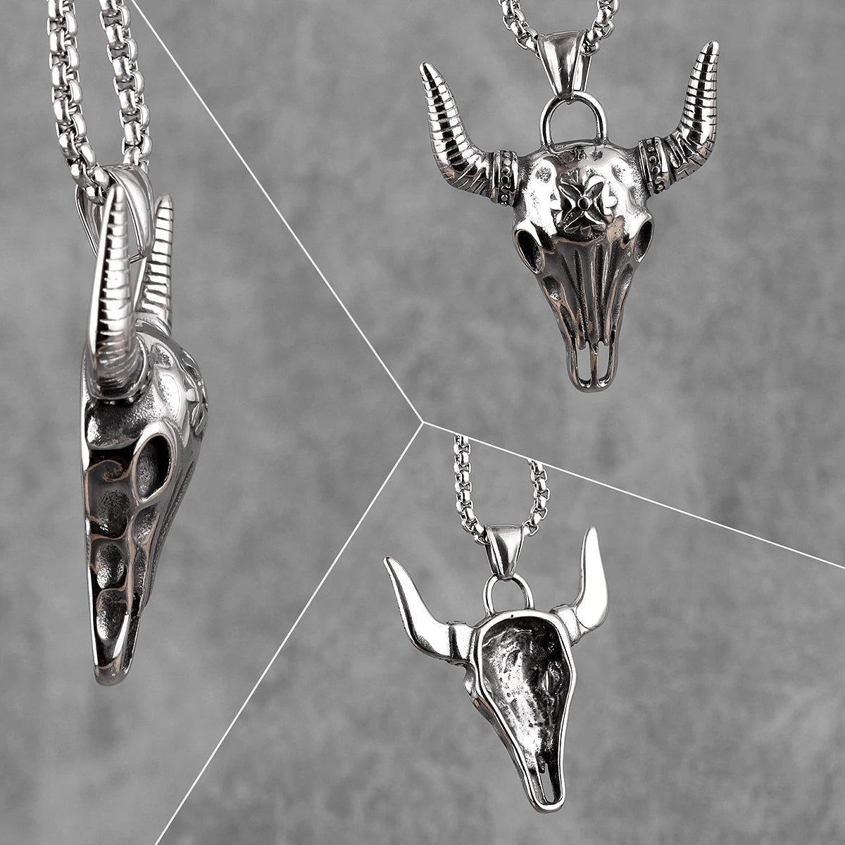 PENDRA Cattle Skull Boyfriend Steel Necklace
