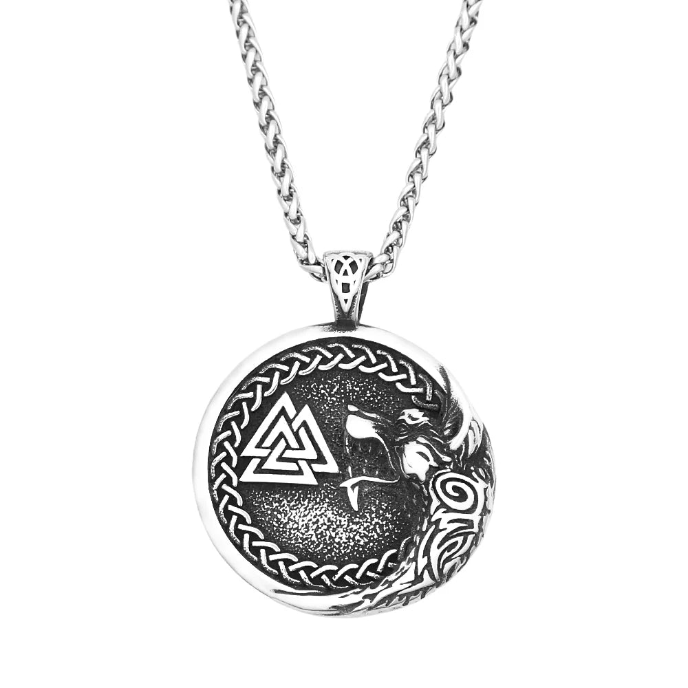 PENDRA Valkwolf Viking Valknut Wolf Pendant Necklace