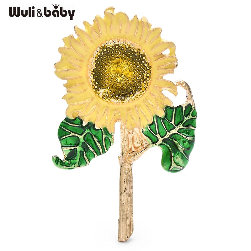 PENDRA Solara Vintage Enamel Sunflower Brooch