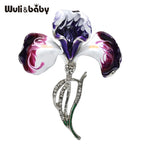 PENDRA Orchidia Enamel Rhinestone Orchid Brooch