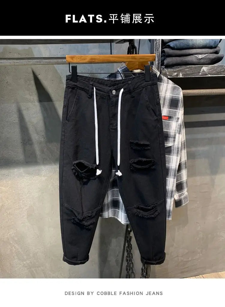 PENDRA Denim Distressed Harem Pants