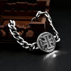 Classic Vintage Knights Templar Iron Cross Bracelet Stainless Steel Punk Hip Hop Christian Cross Men Bracelets Religious Jewelry