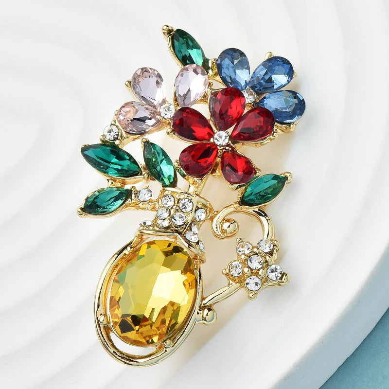 PENDRA Vaseflora Flowers in Vase Brooch