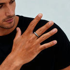 Vintage Handmade Casting Ring for Men Boys,Stainless Steel Irregular Concave Ring,Punk Niche Retro Grey Bend Ring