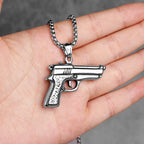 Gun Pistol Arms Mens Long Necklaces Pendants Chain Punk Hip Hop for Boy Male Stainless Steel Jewelry Creativity Gift Wholesale