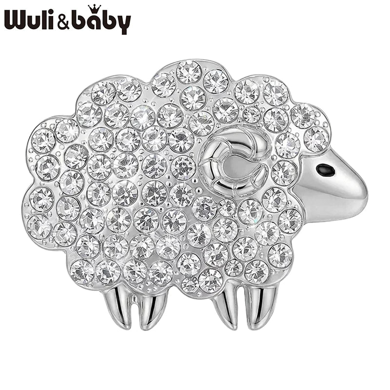 PENDRA Heartwool 2-Color Rhinestone Sheep Brooch