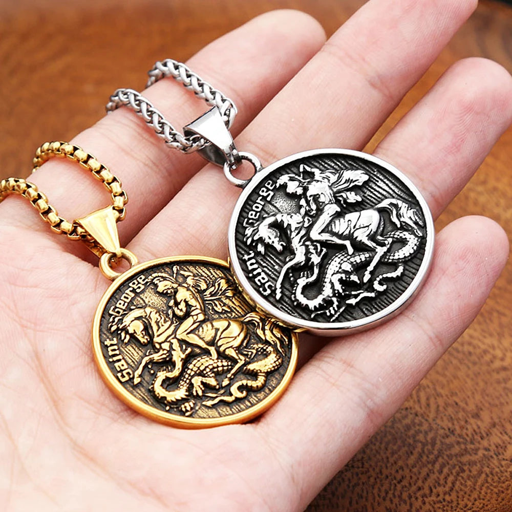 PENDRA Dragonslayer Saint George Pendant Necklace