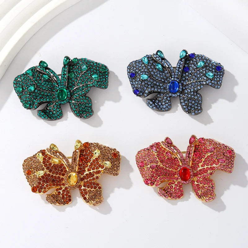 Wuli&baby Designer Butterfly Brooches For Women Lady 4-color Sparkling Rhinestone Insects Party Office Brooch Pins Gifts