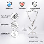 Africa Berbers Symbol Necklace for Men,Stainless Steel Amazigh ⵣ Letter Necklace,Ethnic Amulet Jewelry