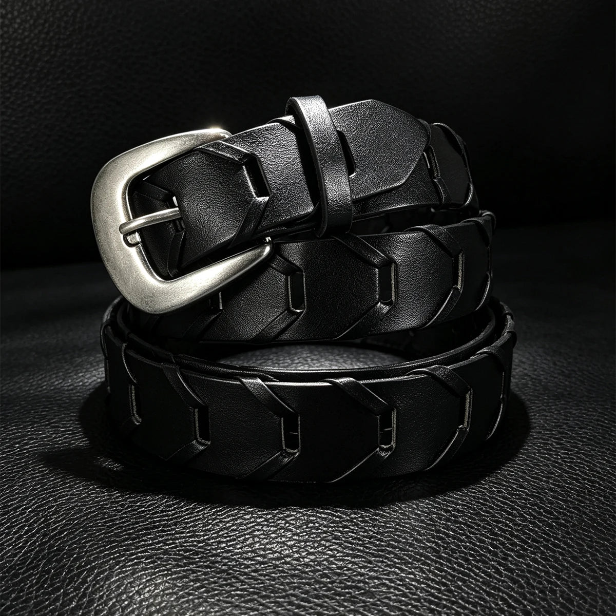PENDRA Jadeora Leather Black Pin Buckle Gothic Belt