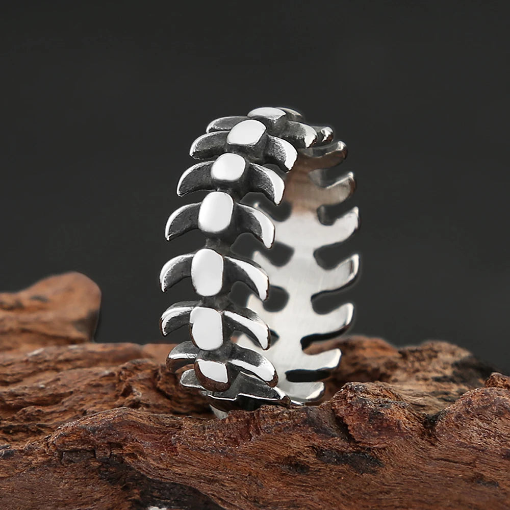 PENDRA Fishbone Stainless Steel Fish Bone Ring